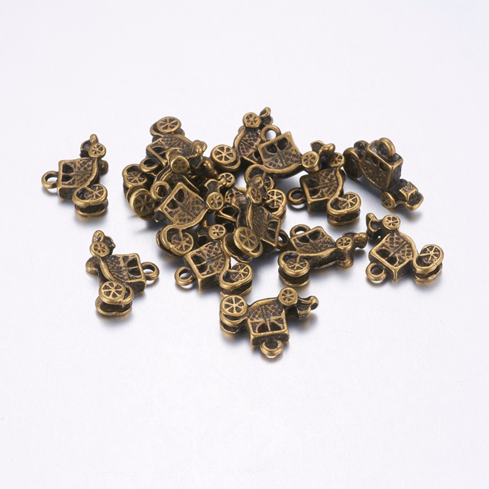PandaHall Alloy Pendants, Gharry, Nickel Free, Antique Bronze Color, Size: about 15mm long, 10mm wide, 2mm thick, hole: 2mm Alloy Vehicle