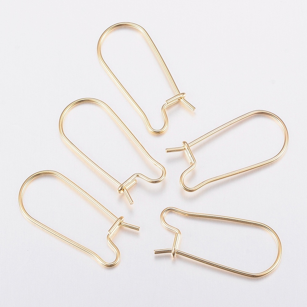 PandaHall 304 Stainless Steel Earring Hooks, Golden, 20x9x0.8mm Stainless Steel