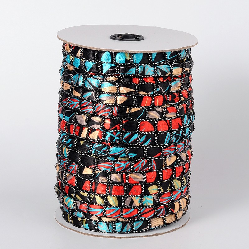 PandaHall Cloth Cord, with Polyester, Black, 12x4mm; about 50yards/roll Cloth Black