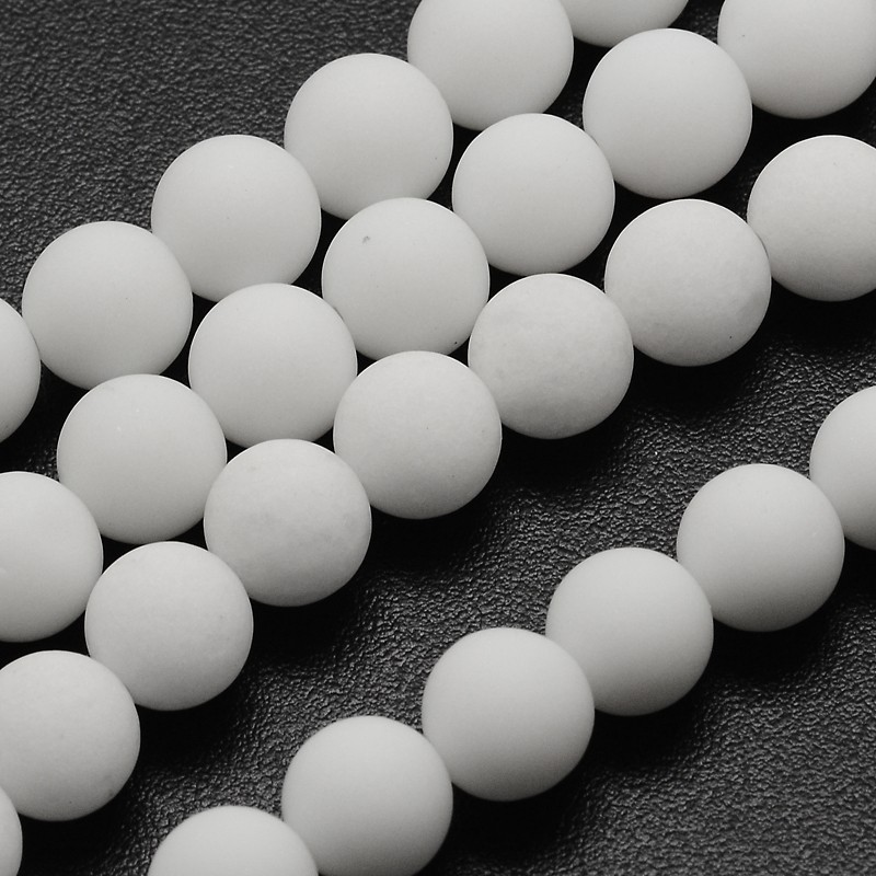 PandaHall Porcelain Beads Strands, Frosted, Round, 6mm, Hole: 0.8mm; about 60pcs/strand, 14.1" Porcelain Round White