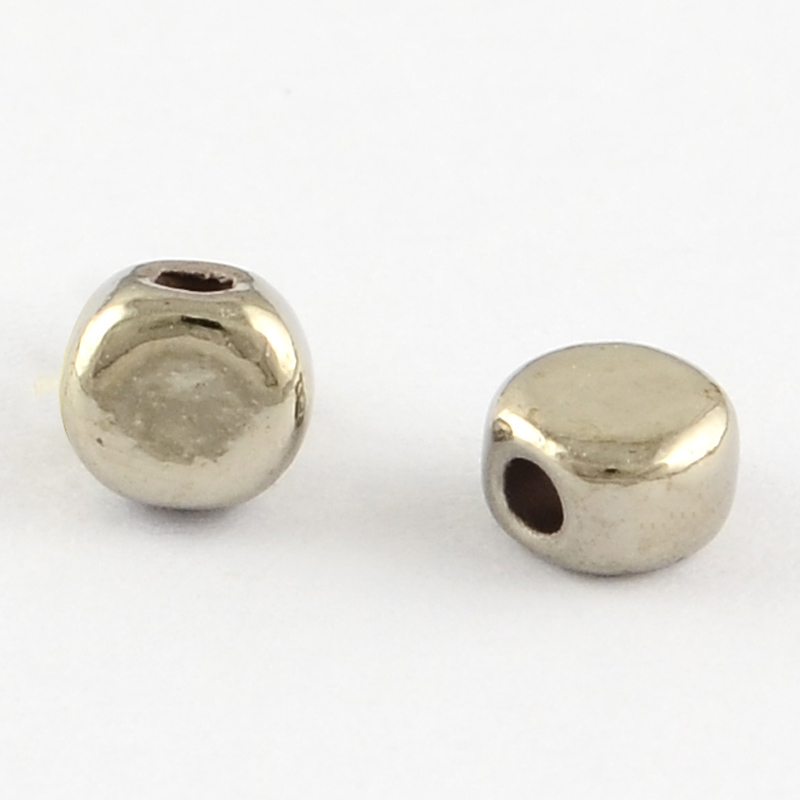PandaHall CCB Plastic Bead Spacers, Flat Round, Platinum, 5x3mm, Hole: 1.5mm Plastic Flat Round