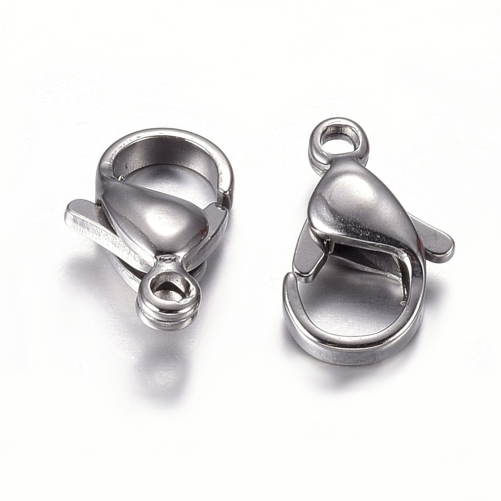 PandaHall 304 Stainless Steel Lobster Claw Clasps, 12x7x4mm, Hole: 1.5mm Stainless Steel Others