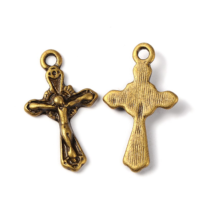PandaHall Tibetan Style Antique Bronze Tone Crucifix Cross Charm Pendants for Fun Kid Jewelry, Lead Free, Cadmium Free and Nickel Free...