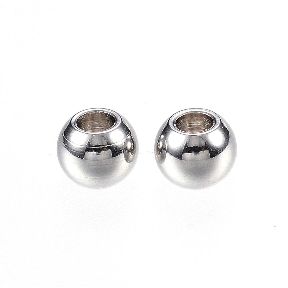 PandaHall 304 Stainless Steel Beads, Rondelle, Stainless Steel Color, 5x4mm, Hole: 2mm Stainless Steel Rondelle