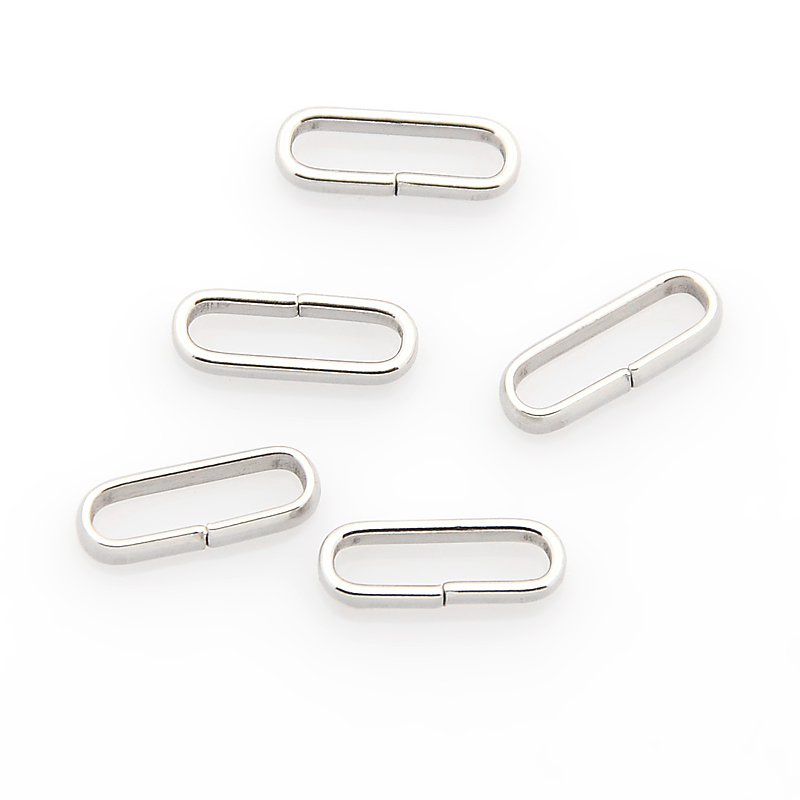 PandaHall 304 Stainless Steel Rectangle Jump Rings, Closed but Unsoldered, Stainless Steel Color, 10x3.5x2mm, Hole: 2x8.5mm Stainless Steel...