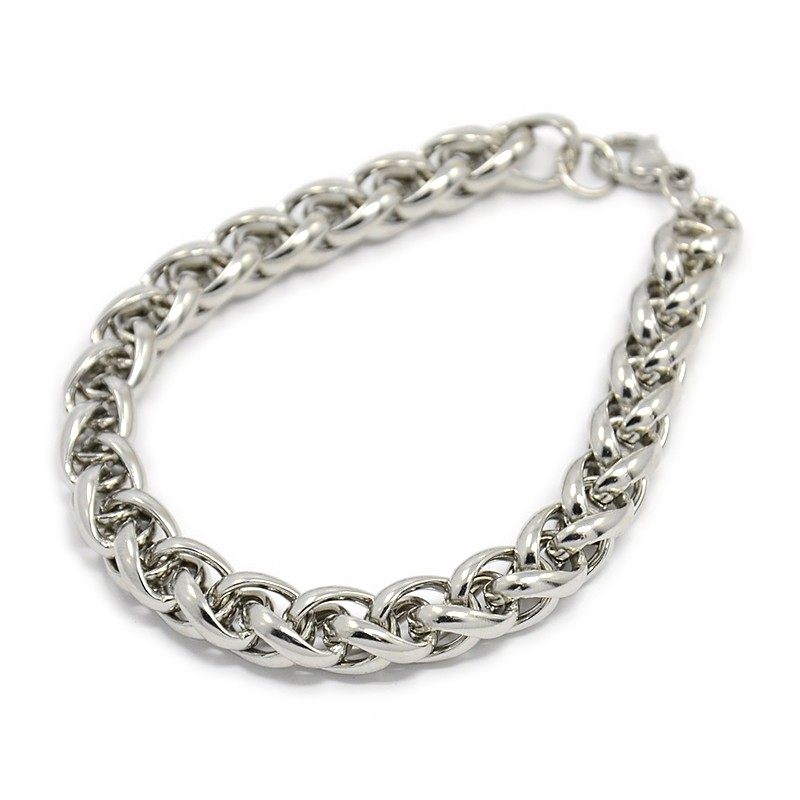 PandaHall Trendy Men's 304 Stainless Steel Wheat Chain Bracelets, with Lobster Claw Clasps, Stainless Steel Color, 8-5/8"(220mm); 10mm...