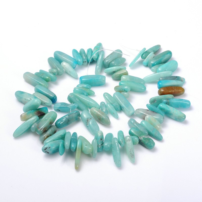 PandaHall Gemstone Beads Strands, Natural Amazonite,  Bead: about 5~7mm wide, 12~22mm long, hole: 1mm, 16" Amazonite Chip Green