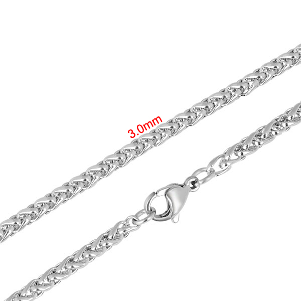PandaHall 316 Stainless Steel Wheat Chain Necklaces, with Lobster Claw Clasps, Stainless Steel Color, 15.7"(40cm); 3mm Stainless Steel