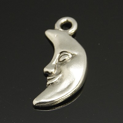 PandaHall Tibetan Style Pendants, Lead Free and Cadmium Free, Crescent Moon, Antique Silver Color, about 19mm long, 9.5mm wide, 3mm thick...