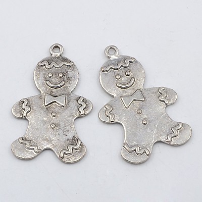 PandaHall Tibetan Style Pendants, Lovely Christmas Gingerbread Man Charms, Nice for Holiday Jewelry Making, Lead Free and Cadmium Free...