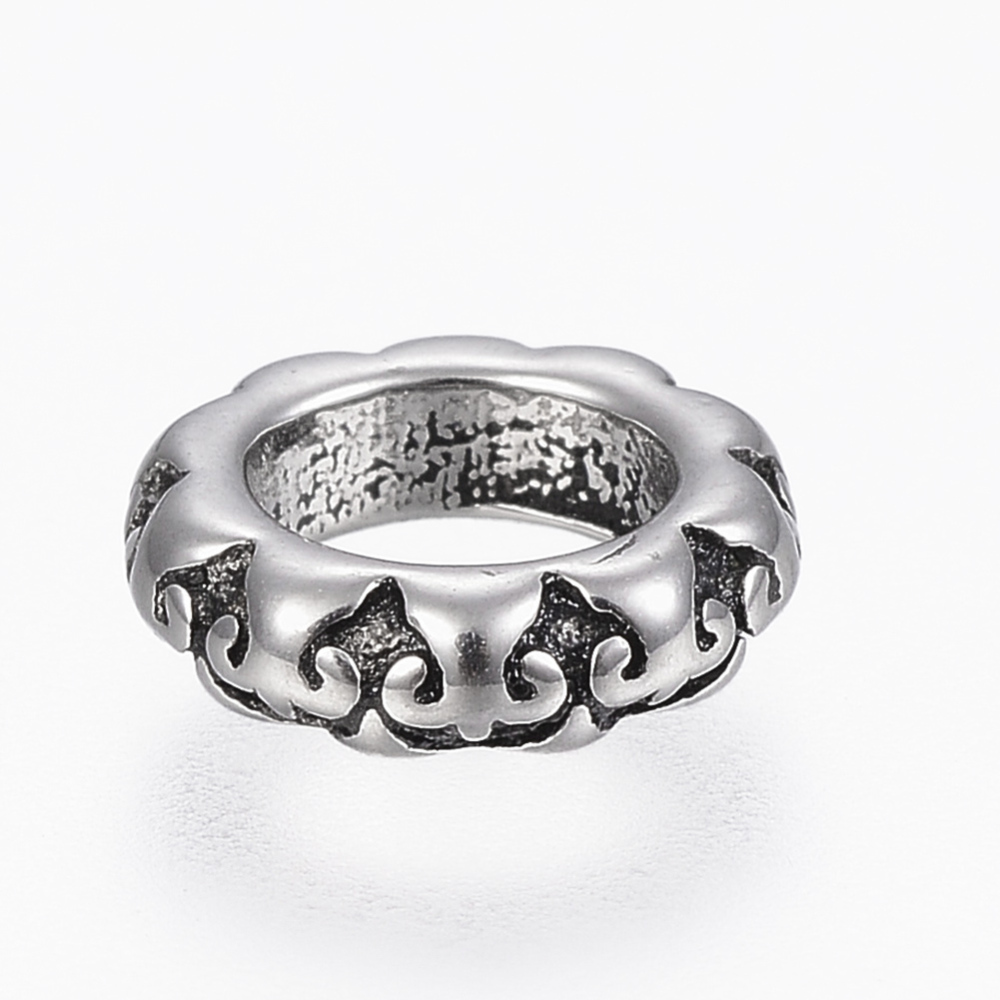 PandaHall 304 Stainless Steel Spacer Beads, Rondelle, Antique Silver, 8.5x2.5mm, Hole: 5mm Stainless Steel Rondelle