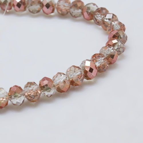 PandaHall Electroplate Glass Bead Strands, Half Copper Plated, Faceted, Rondelle, Clear, 3x2mm, Hole: 0.5mm; about 147pcs/strand, 13" Glass...