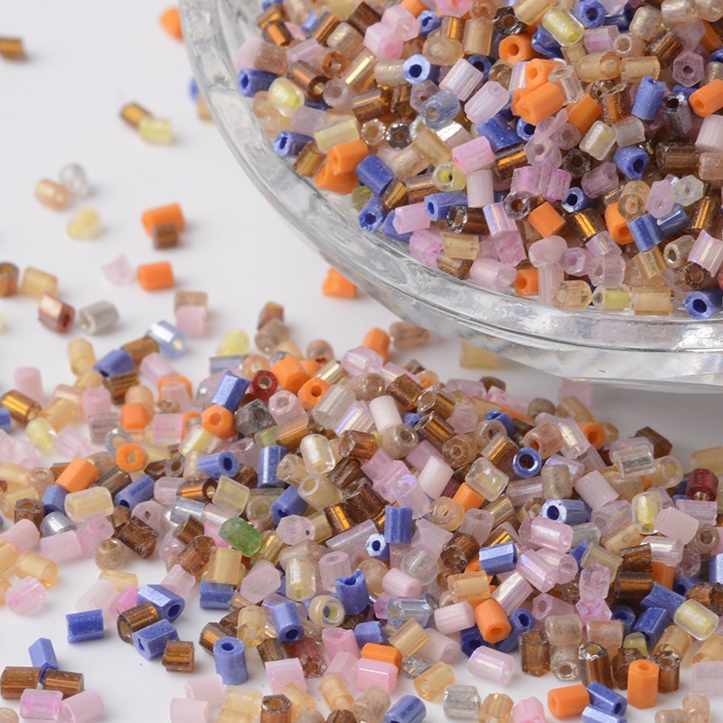 PandaHall Mixed Style Faceted Round Glass Bugle Seed Beads, Round Hole, Mixed Color, 2~2.5x1.5~2mm, Hole: 0.5mm; about 45000pcs/pound Glass...