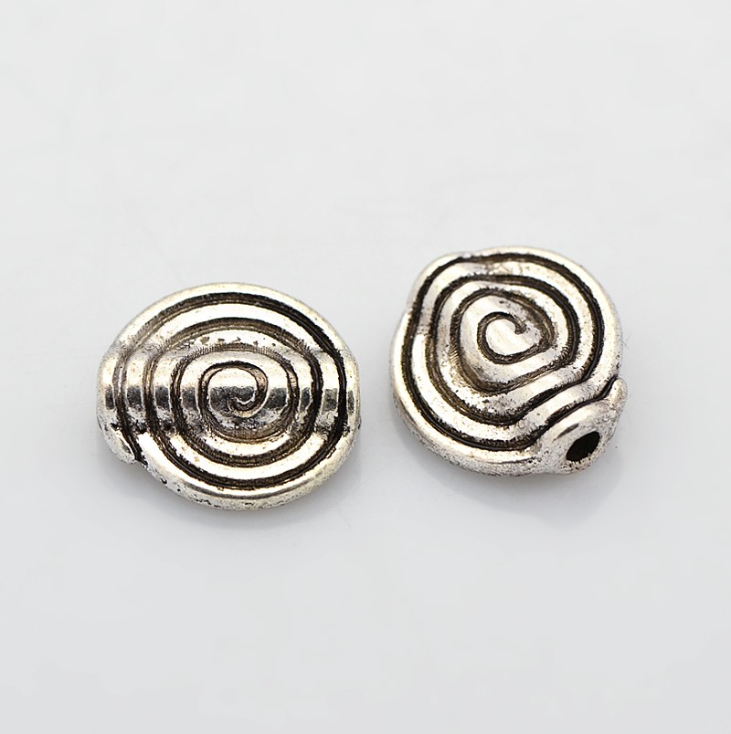 PandaHall Tibetan Style Beads, Lead Free, Cadmium Free and Nickel Free, Flat Round, Antique Silver, about 11.5mm in diameter, 4mm thick...