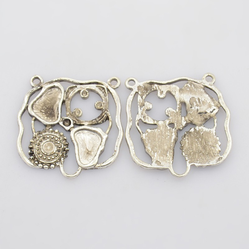 PandaHall Tibetan Style Pendants, Lead Free and Cadmium Free, Antique Silver, 36mm long, 34.5mm wide, 2.5mm thick, hole: 4mm Alloy