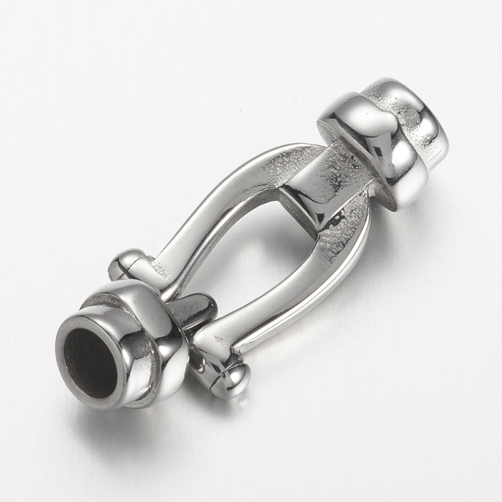 PandaHall 304 Stainless Steel Links, For Leather Cord Bracelets Making, Stainless Steel Color, 33x11mm, Hole: 5mm Stainless Steel