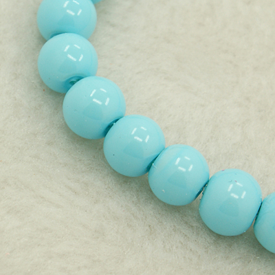 PandaHall Pearlized Glass Pearl Round Beads Strand, DeepSkyBlue, 8mm, Hole: 1mm; about 105pcs/strand, 32" Glass Round Blue