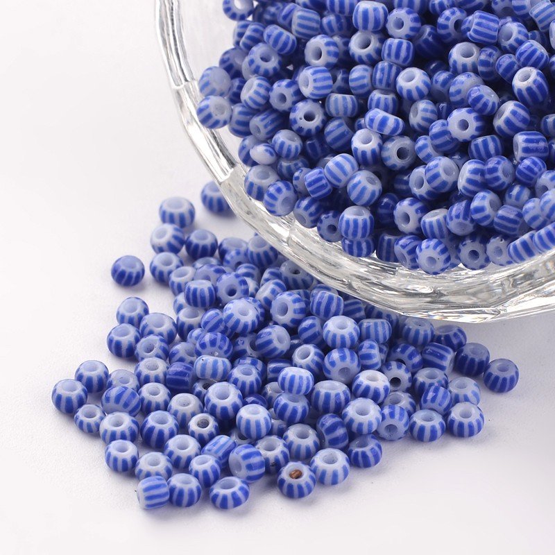 PandaHall 8/0 Opaque Colours Seep Glass Beads, Round Seed Beads, CornflowerBlue, 2.5~3x2~3mm, Hole: 0.8mm; about 15000pcs/450g Glass Blue