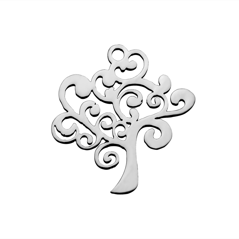 PandaHall 304 Stainless Steel Pendants, Tree, Stainless Steel Color, 20x18x1.1mm, Hole: 1.5mm Stainless Steel Tree