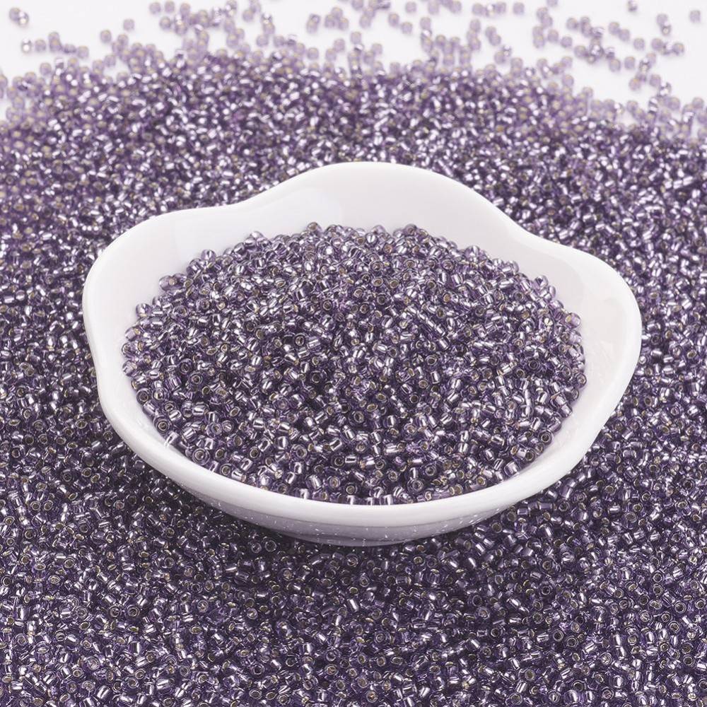PandaHall TOHO&reg Japan Import Glass Seed Beads, Round, 11/0, Silver Lined Tanzanite, 2x1.5m, Hole: 0.5mm; about 900pcs/10g Glass Purple