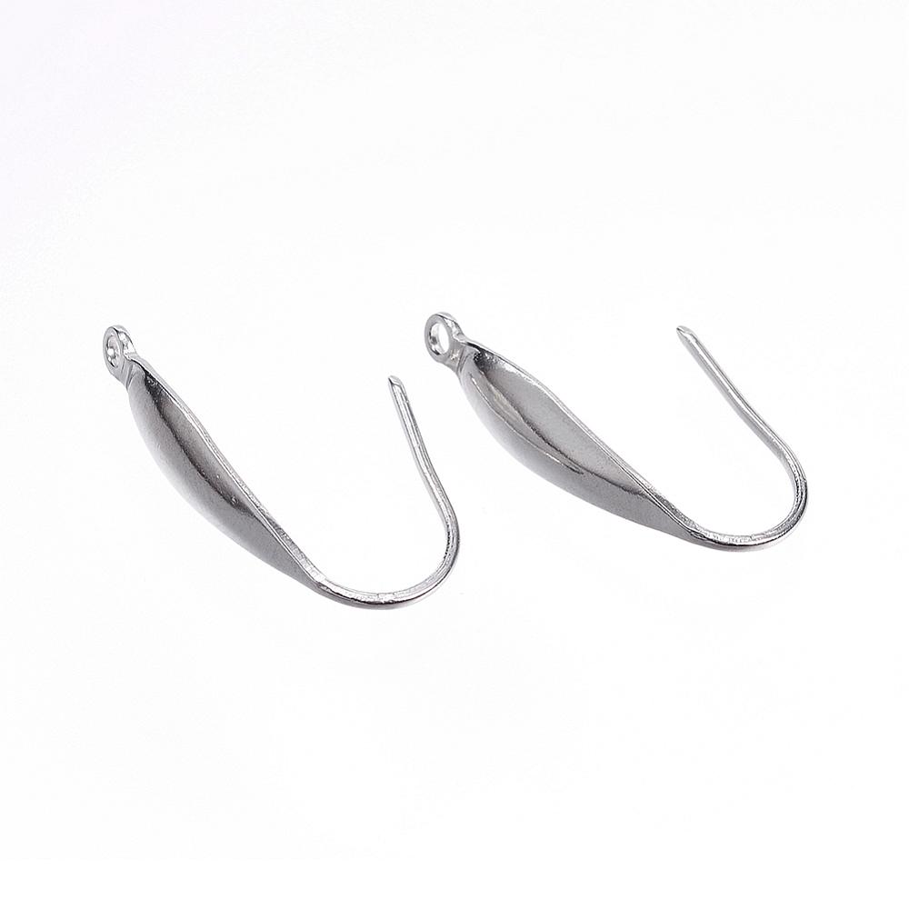PandaHall 304 Stainless Steel Earring Hooks, Stainless Steel Color, 20x10x4.5mm, Hole: 1.2mm Stainless Steel