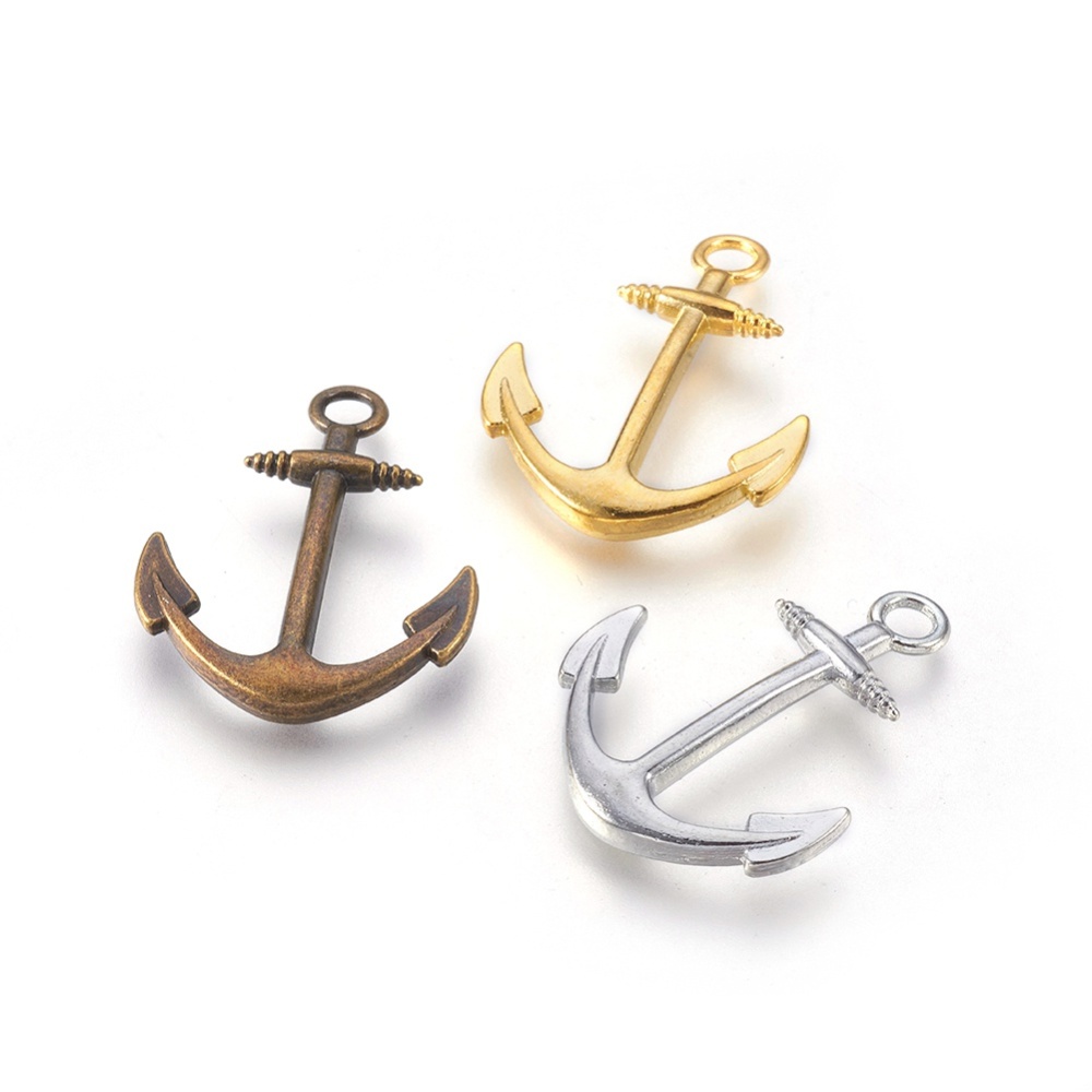 PandaHall Alloy Pendants, Anchor, Nickel Free, Mixed Color, 32x24.5x2mm, Hole: 3mm Alloy Anchor & Helm