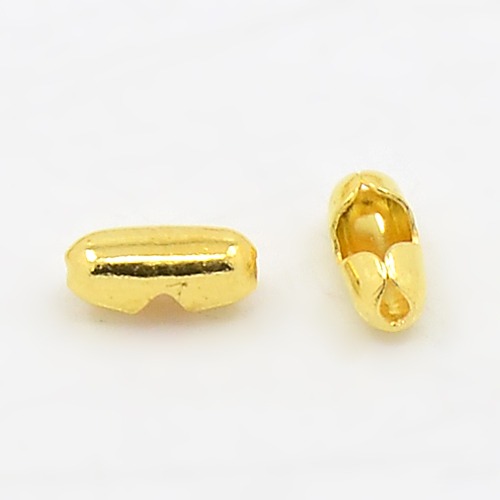 PandaHall Brass Ball Chain Connector, Golden, about 2mm wide, 5mm long, 1mm inner diameter, hole: about 0.8mm Brass