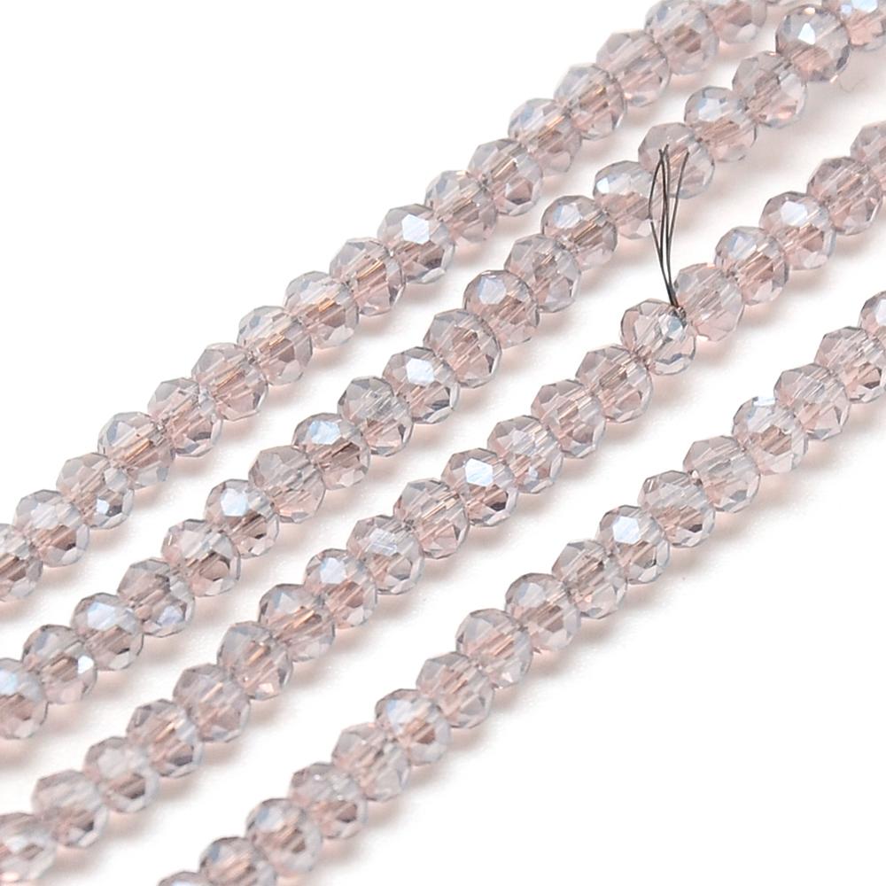 PandaHall Electroplate Glass Beads Strands, Full Rainbow Plated, Faceted, Rondelle, Lavender, 2.5x2mm, Hole: 1mm; about 200pcs/strands...