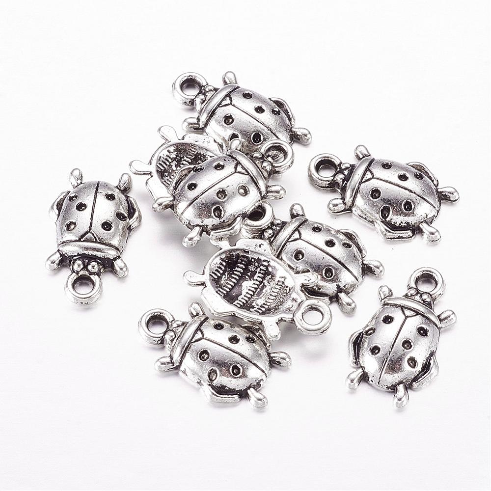 PandaHall Tibetan Silver Ladybug Pendants, Lead Free and Cadmium Free, Antique Silver, about 17.5mm long, 11mm wide, 4mm thick, hole: 2mm...