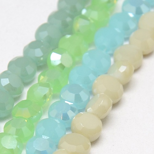 PandaHall Electroplate Glass Bead Strands, Faceted, Flat Round, Mixed Color, 6x4mm, Hole: 1mm; about 72pcs/strand, 14.9" Flat Round...