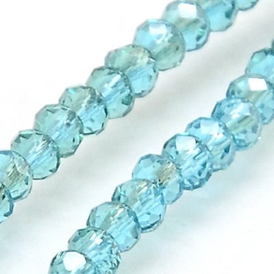 PandaHall Electroplate Glass Beads Strands, Half Rainbow Plated, Faceted, Rondelle, Cyan, 2.5x2mm, Hole: 1mm Glass Rondelle Cyan