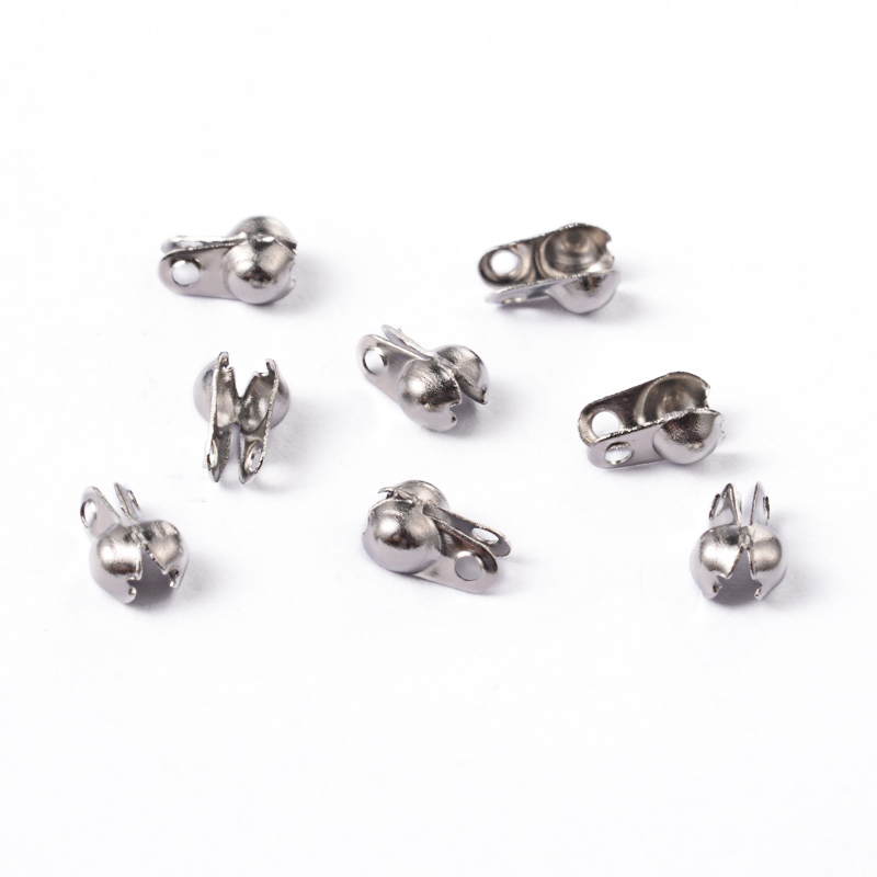 PandaHall 304 Stainless Steel Smooth Surface Bead Tips, Stainless Steel Color, 6.5x4mm, Hole: 1mm Stainless Steel