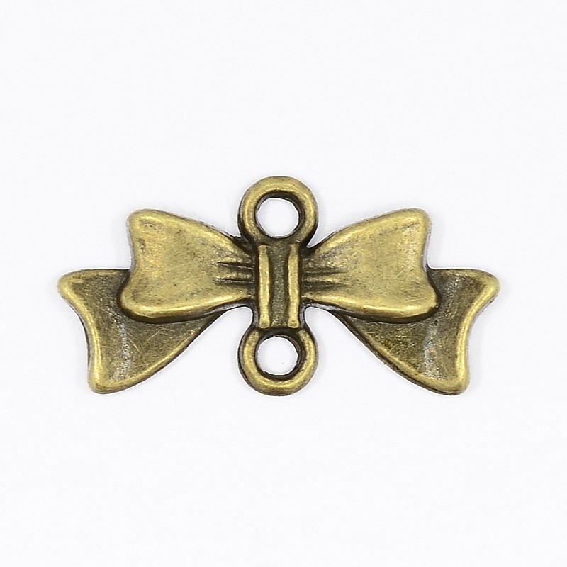 PandaHall Bowknot Alloy Links, Lead Free & Cadmium Free & Nickel Free, Antique Bronze, 20mm long, 10mm wide, 3mm thick, hole: 2mm Alloy...