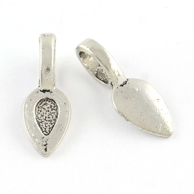 PandaHall Tibetan Style Alloy Glue-on Flat Pad Bails, Lead Free, Antique Silver, 21.5x8x6.5mm, Hole: 7x4mm Alloy