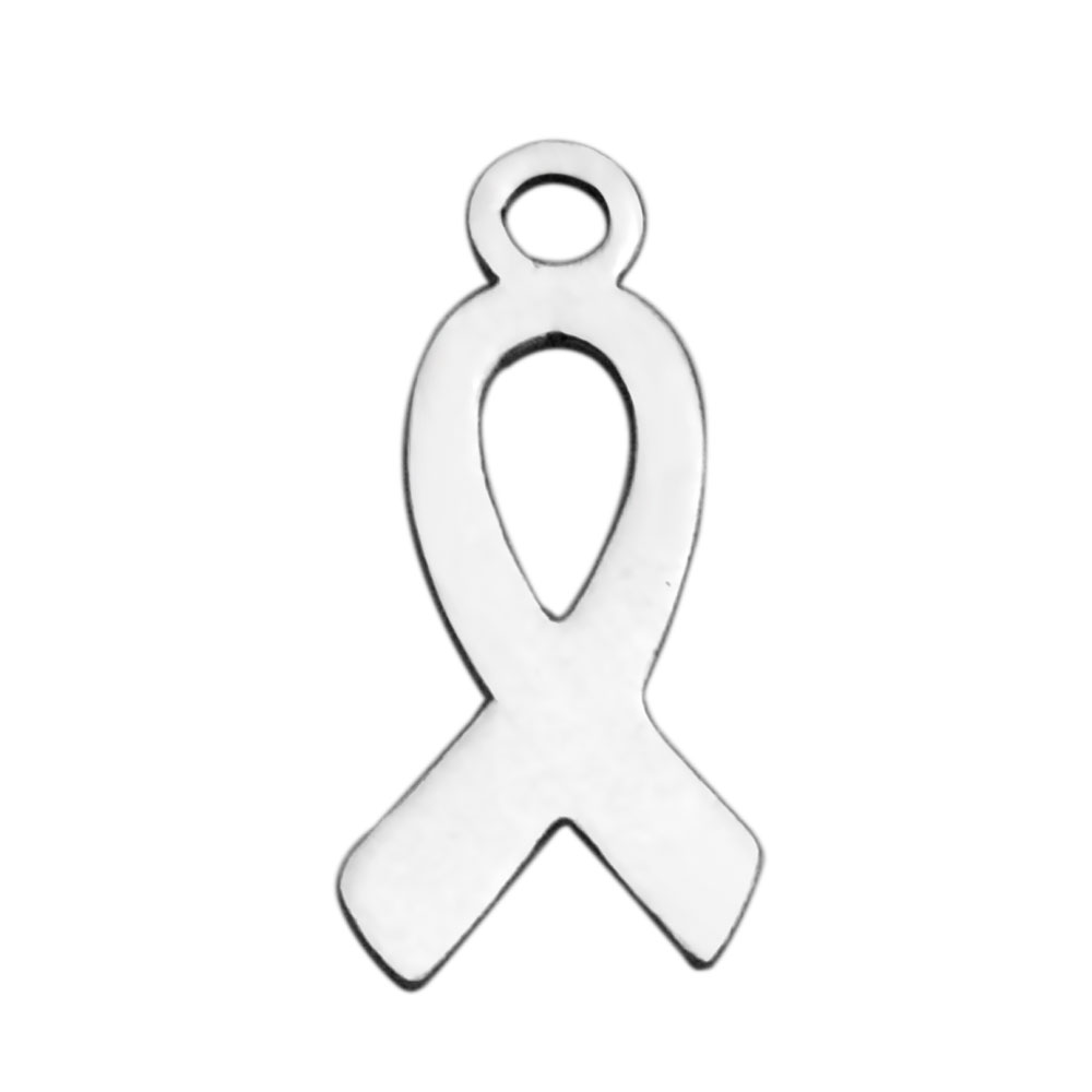 PandaHall 304 Stainless Steel Charms, Awareness Ribbon, Stainless Steel Color, 14.5x6.1x1mm, Hole: 1.5mm Stainless Steel Awareness Ribbon