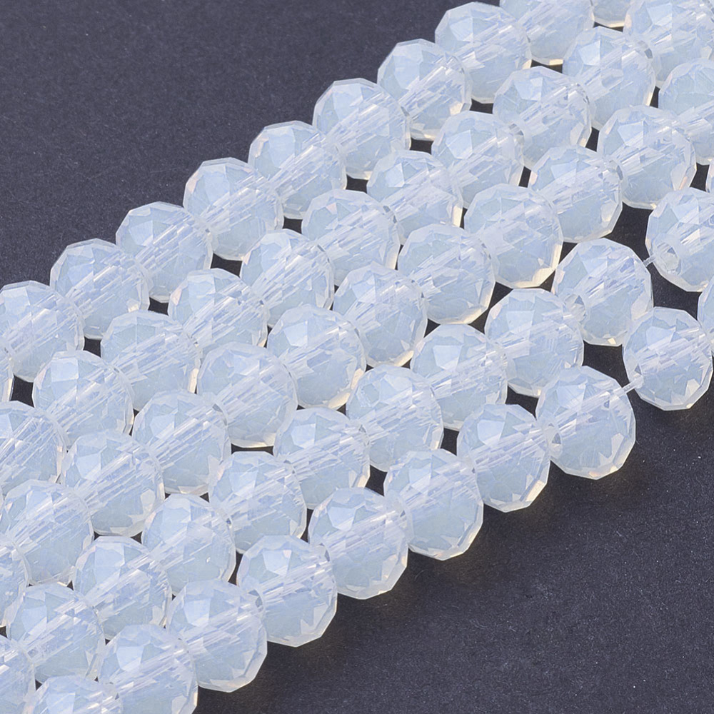 PandaHall Opalite Bead Strands, Faceted, Rondelle, AliceBlue, 6x4mm, Hole: 1mm; about 101pcs/strand, 18.5" Opalite Rondelle Blue