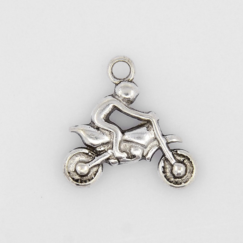 PandaHall Tibetan Style Antique Silver Motorcycle Pendants, Lead Free and Cadmium Free, 22x22x3mm, hole: 2mm Alloy Vehicle