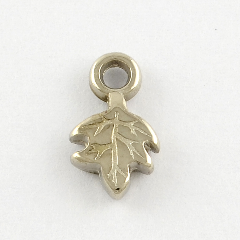 PandaHall CCB Plastic Charms, Leaf, Platinum, 11x6.5x2mm, Hole: 2mm Plastic Leaf