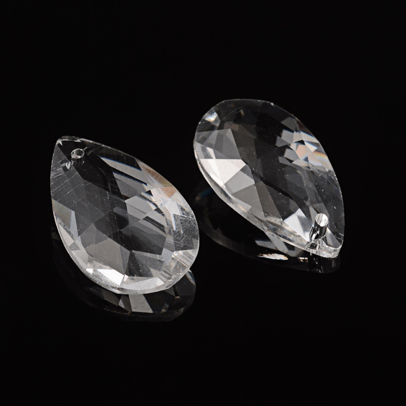 PandaHall Faceted Drop Transparent Glass Pendants, Clear, 28x17x9mm, Hole: 1.5mm Glass Drop Clear
