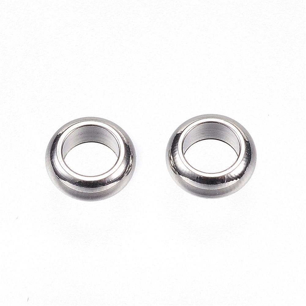 PandaHall 304 Stainless Steel Bead Spacers, Ring, Stainless Steel Color, 5x2mm, Hole: 3mm Stainless Steel Ring