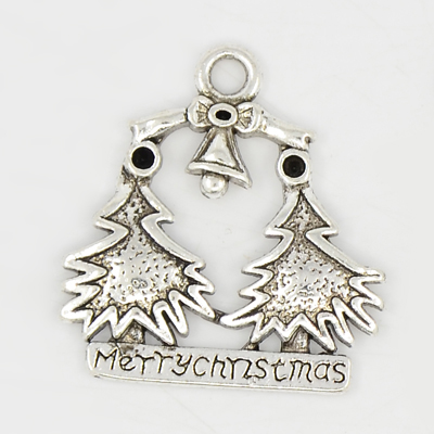 PandaHall Alloy Pendants, Tree for Christmas, Antique Silver, Lead Free and Nickel Free, 24x23x2mm Alloy Tree