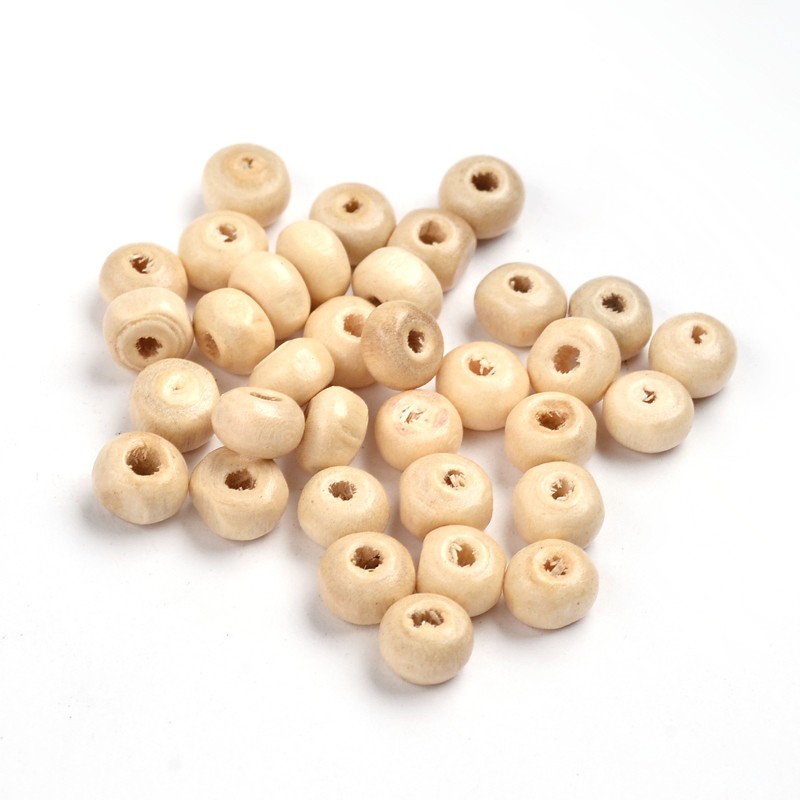 PandaHall Wood Beads, Dyed, Lead Free, Round, Ivory, about about 5.5mm wide, 4mm high, hole: 1.5mm Wood Round Ivory