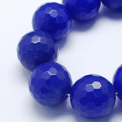 PandaHall Natural Jade Bead Strands, Dyed, Faceted, Round, Blue, 12mm; Hole: 1mm; 32pcs/strand, 14.6" Other Jade Round Blue