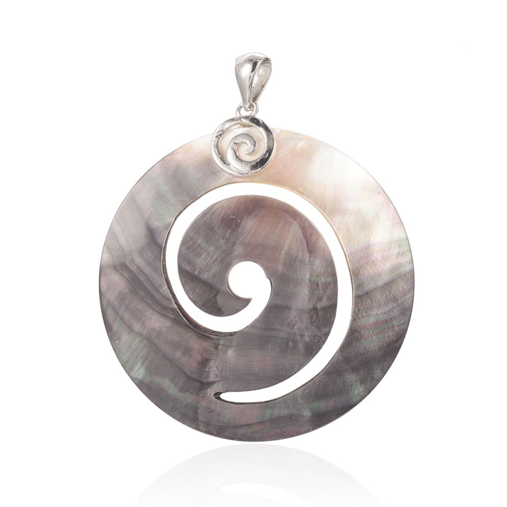 PandaHall Natural Black Lip Big Shell Pendants, with Brass Findings, Flat Round, 59x55x4mm, Hole: 4.5x8mm Black Lip Shell Flat Round