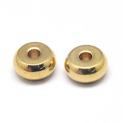 PandaHall 304 Stainless Steel Beads, Rondelle, Golden, 10x5mm, Hole: 2.5mm Stainless Steel Rondelle