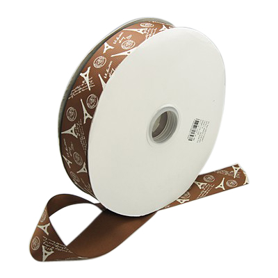 PandaHall SaddleBrown Color Eiffel Tower Printed Grosgrain Ribbons, 1"(26mm) Polyester Brown