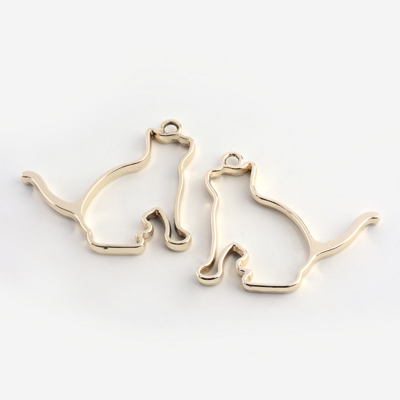 PandaHall Rack Plating Alloy Cat Open Back Bezel Pendants, For DIY Resin, Pressed Flower Jewelry, Hollow, Lead Free & Nickel Free, Golden...