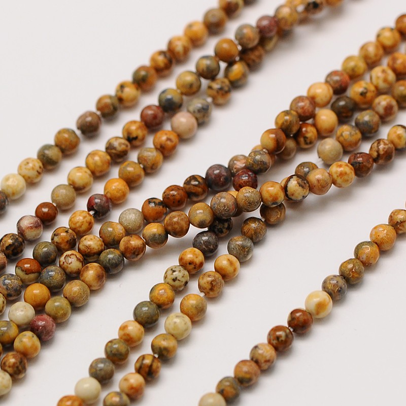 PandaHall Natural Gemstone Leopard Skin Jasper Round Beads Strands, 2mm, Hole: 0.8mm; about 184pcs/strand, 16" Leopardskin Round