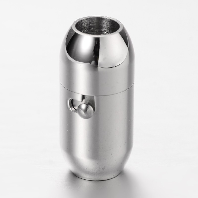 PandaHall Tube 304 Stainless Steel Magnetic Clasps, Stainless Steel Color, 19x9mm, Hole: 5mm Stainless Steel Tube