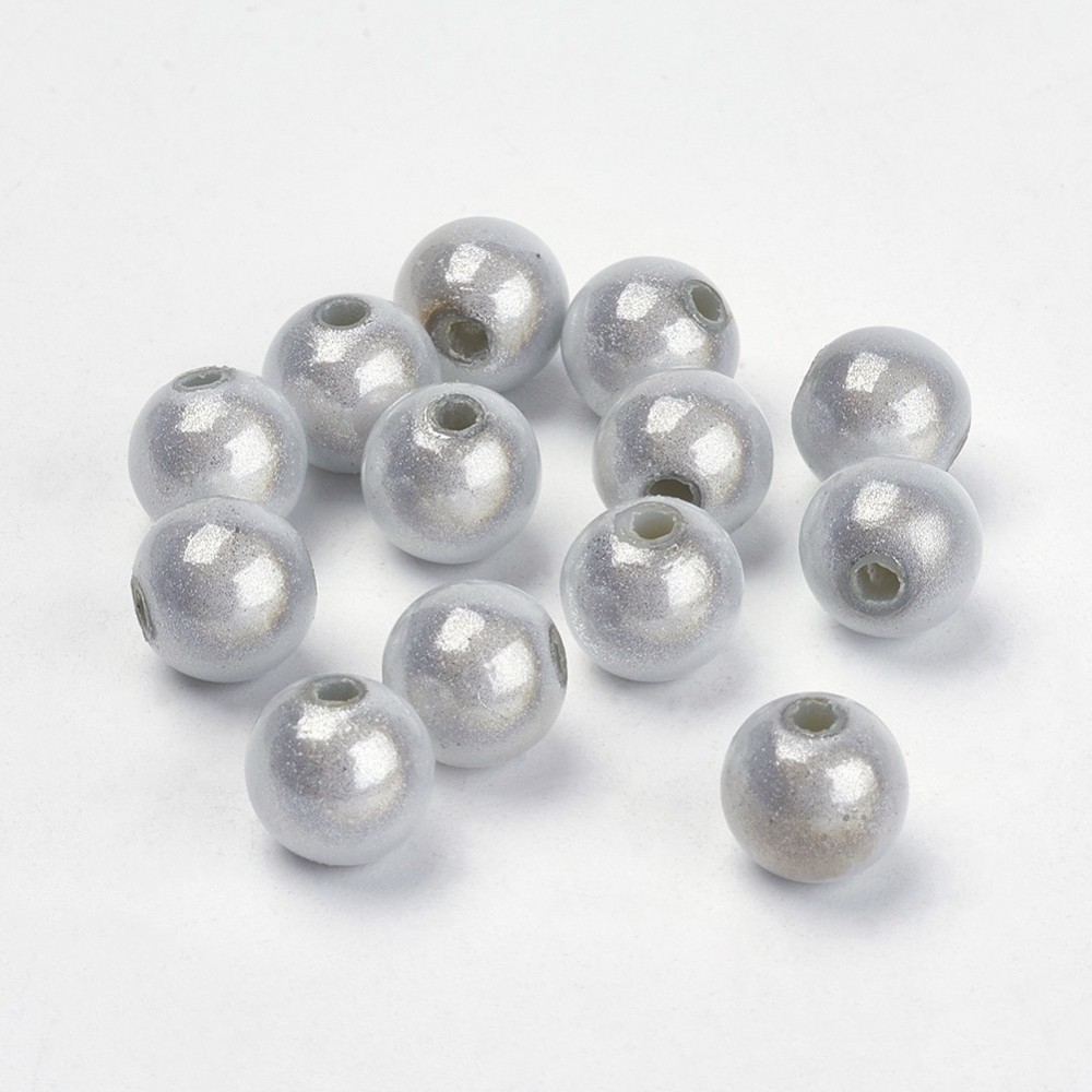 PandaHall Miracle Acrylic Round Spacer Beads, White, 8mm, Hole: 1.8mm Acrylic Round White
